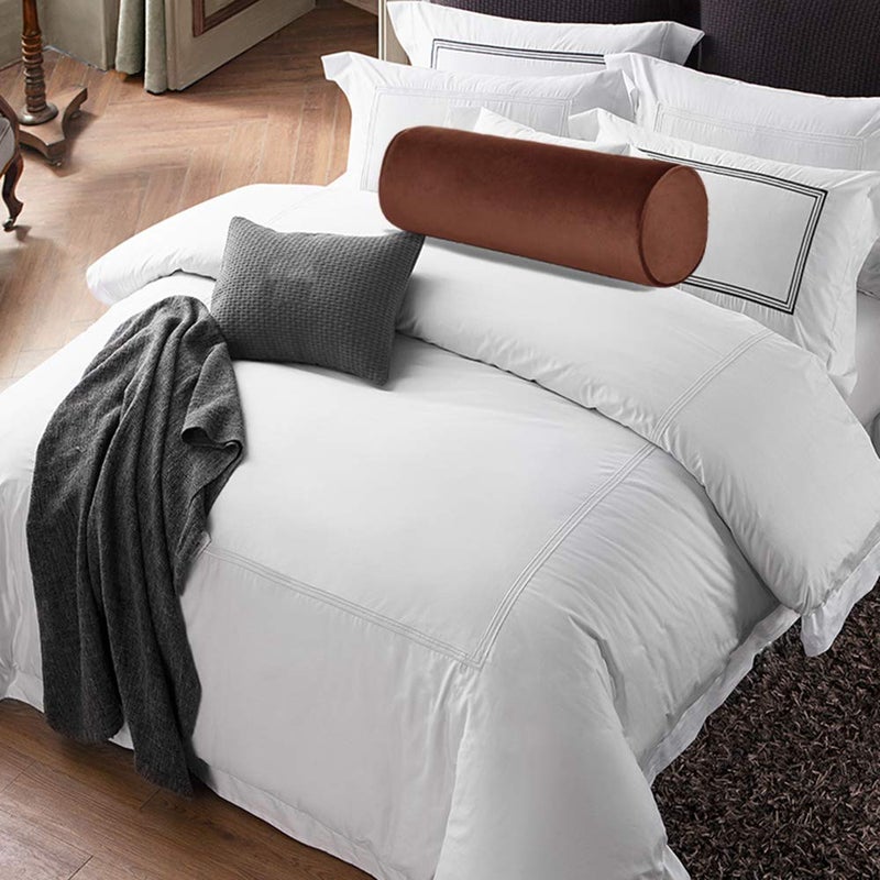 Tinbolunce Memory Foam Roll Pillow for Knee/Leg/Neck - Full Moon Bolster/Round Cylinder Pillow for Sleeping on Side or Back - Removable Cooling Cover Length 18" x 6" Diameter (Chocolate Brown) - Image 5